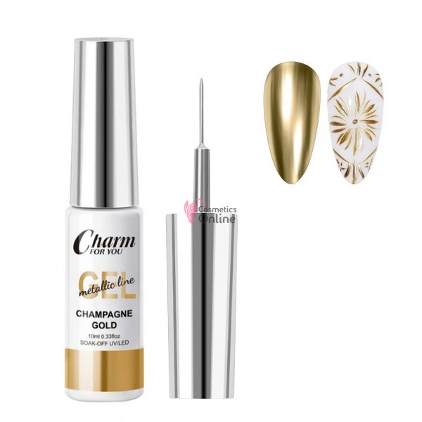 Oja semi UV/ LED Liner metalic Charm Mirror Gel de 10 ml - CHR02 GOLD (Auriu)